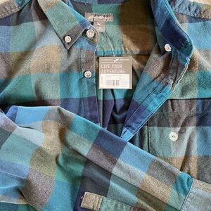 Men’s Eddie Bauer, NWT, XL, L/S button-down collar plaid shirt
